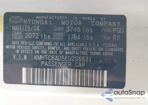 2014 Hyundai Veloster Base W/Gray z USA, uszkodzony, nr VIN KMHTC6AD5EU206631